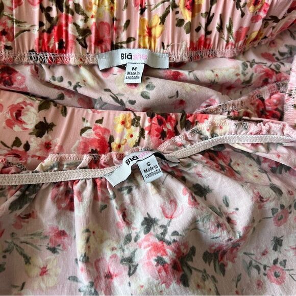 Bla Shé Pink Floral Two-Piece Crop Top & Skirt Set Top Sz S Skirt Sz M - Picture 7 of 7
